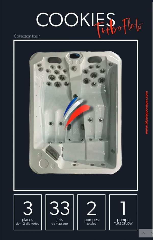 SPA  COOKIES TURBOFLOW ,3 places, 33 jets,  Gamme LOISIR