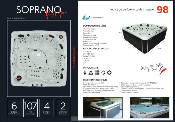 Spa SOPRANO 6 places Blue lagoon spas